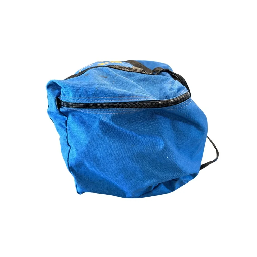 Vintage Santa Ana Fire Dept Blue Canvas Duffel Bag Gear Bag Yellow Lettering